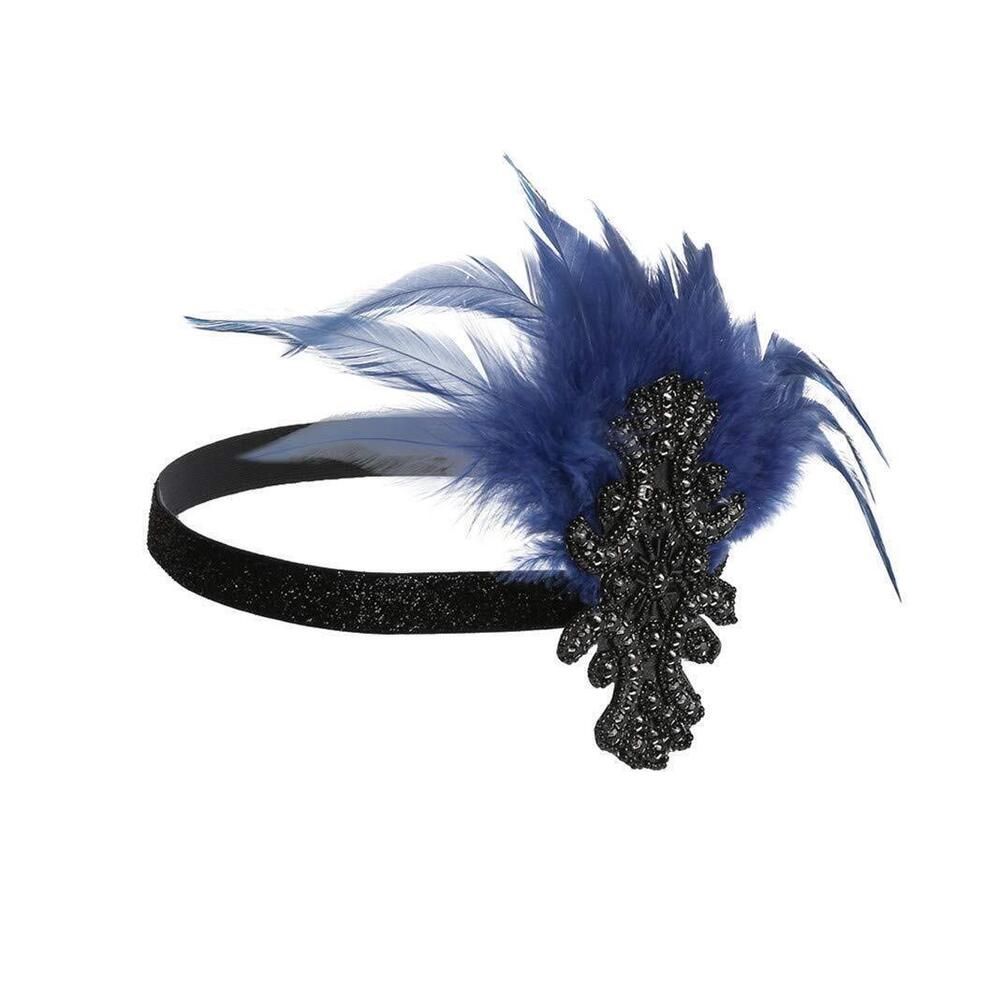 2071 1920s Great Gatsby Headband Vintage Feather Flapper 20s Headpiece